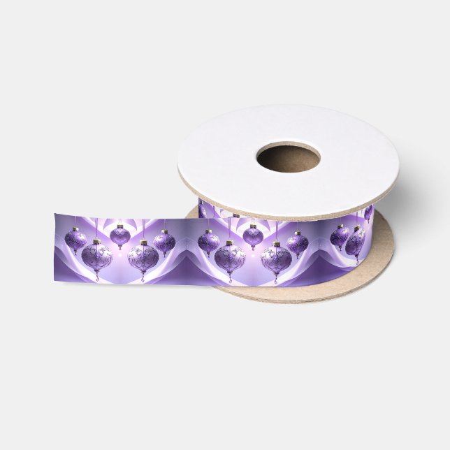 Ruban En Satin Purple Christmas Ball Holiday Satin Ribbon (Bobine)