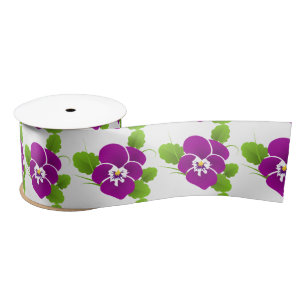 Ruban En Satin Purple Pansy Flower Thunder_Cove