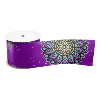 Ruban En Satin Purple Themed Round Design Pattern