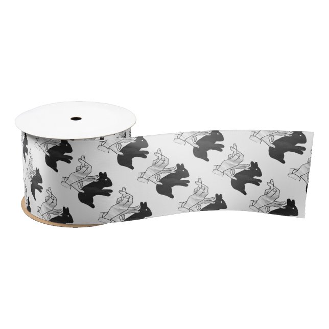 Ruban En Satin Rabbit Silhouette main (Bobine)