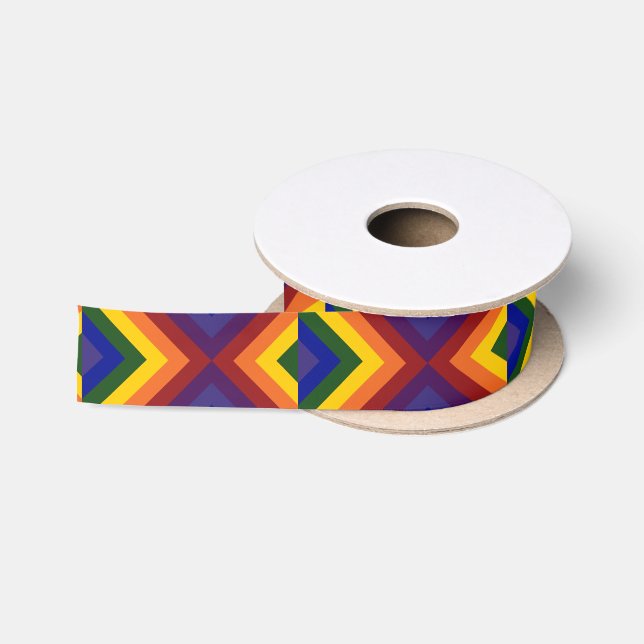 Ruban En Satin Rainbow Chevrons (Bobine)