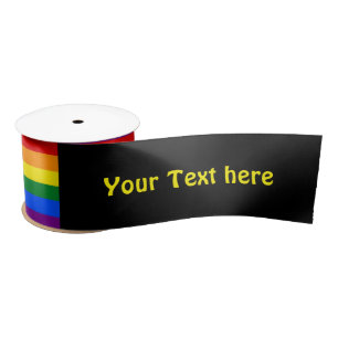 Ruban En Satin RAINBOW FLAG COULEURS rayures + votre texte