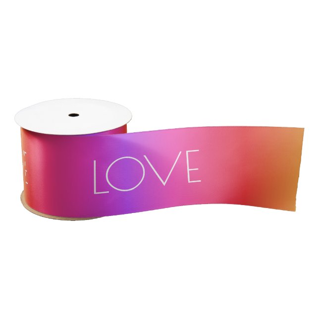 Ruban En Satin Rainbow Gradient Ribbon Love Texte personnalisé (Bobine)