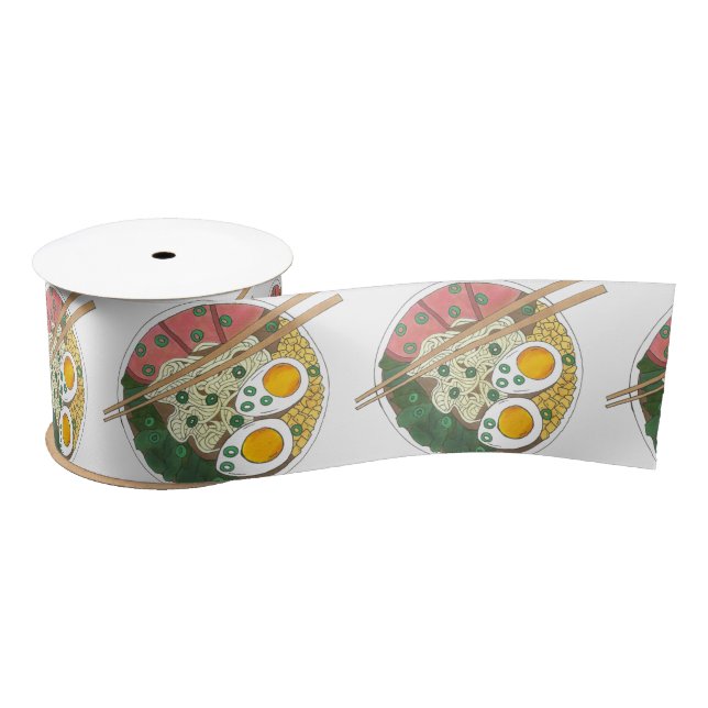 Ruban En Satin Ramen Noodles Bowl Restauration Japonaise Foin (Bobine)