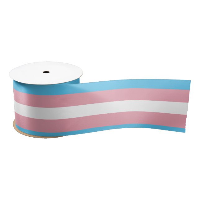 Ruban En Satin Rayures blanches roses bleues de la fierté | de (Bobine)