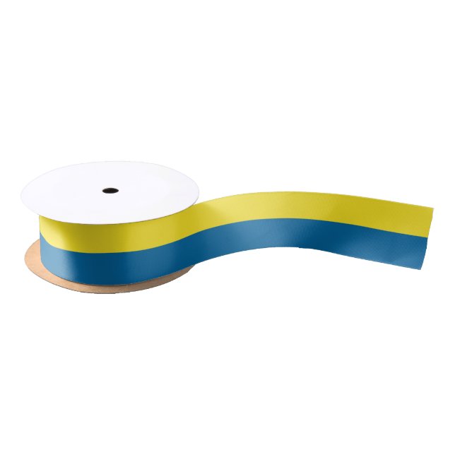 Ruban En Satin Rayures | Bleu et jaune | Personnalisable (Bobine)