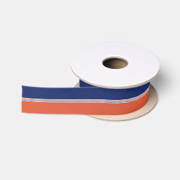 Ruban En Satin Rayures bleu marine et orange