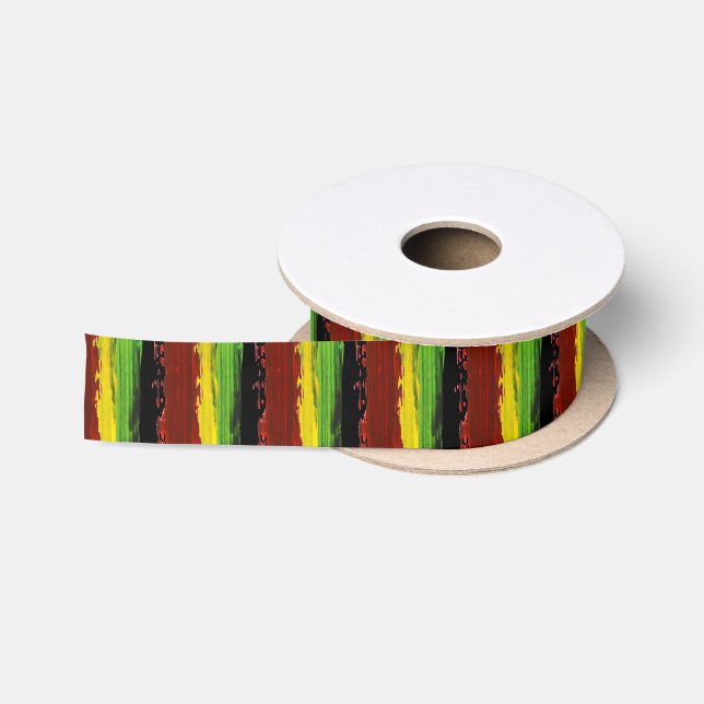 Ruban En Satin Rayures de peinture de Rastafarian (Bobine)