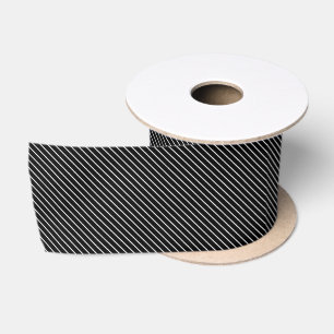 Ruban En Satin Rayures diagonales - noir et blanc