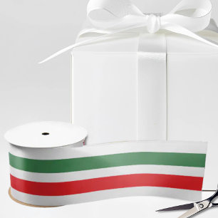 Ruban En Satin Rayures du drapeau italien sur fond blanc
