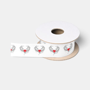 Ruban En Satin Red Angel Coeur avec ailes