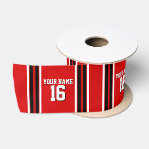 Ruban En Satin Red Black White Team Jersey Numéro personnalisé No