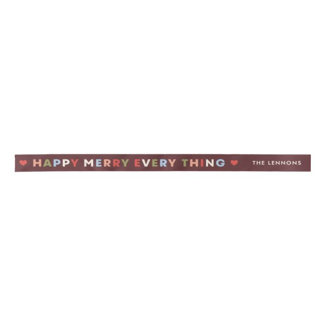 Ruban En Satin Red Happy Merry Everything Christmas Ribbon (Devant)