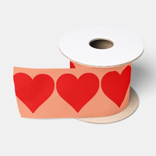 Ruban En Satin Red Heart Shape Love Classic Simple Minimalisme (Bobine)