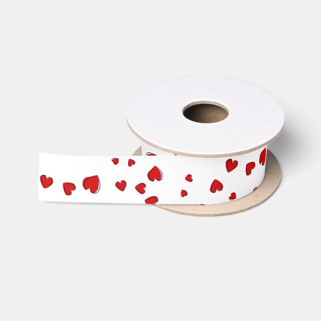 Ruban En Satin Red Hearts Saint-Valentin (Bobine)