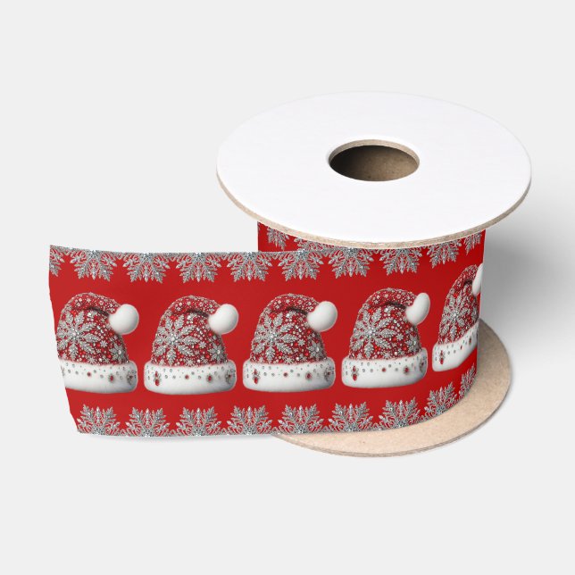 Ruban En Satin Red Santa Hat Noël Holiday Satin Ribbon (Bobine)