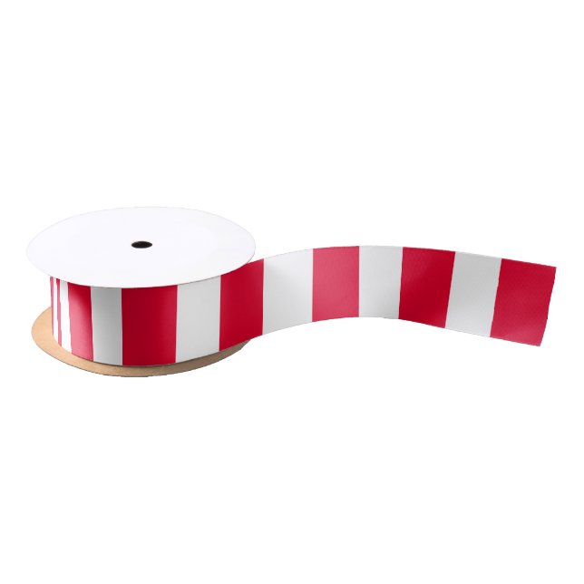 Ruban En Satin Red & White Thick Stripes (Bobine)