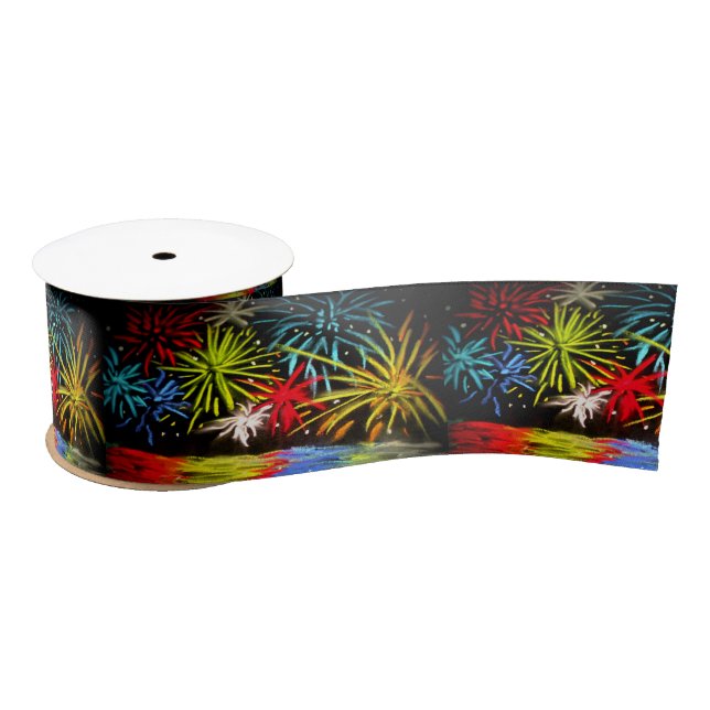 Ruban En Satin Reflet feu d'artifice doux ruban d'art pastel (Bobine)