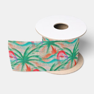 Ruban En Satin Regard de toile de jute de palmier de Flamant rose