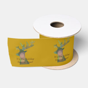 Ruban En Satin Reindeer de vacances personnalisées, Deep Bronz Go