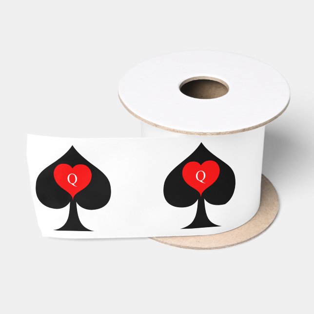 Ruban En Satin Reine noire des pique Coeur rouge Thunder_Cove (Bobine)