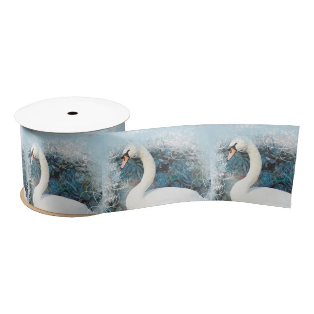 Ruban En Satin Remous floral de cygne (Bobine)
