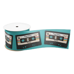 Ruban En Satin Retro 80's 90's Cassette Musique Anniversaire