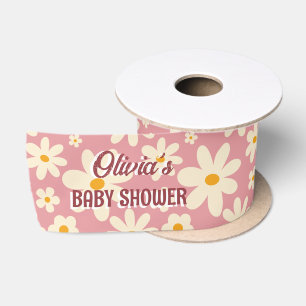 Ruban En Satin Retro super marguerite boho désert rose