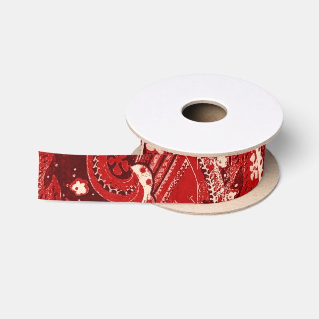 Ruban En Satin Rétros bandanna/Bandana rouges de Paisley (Bobine)