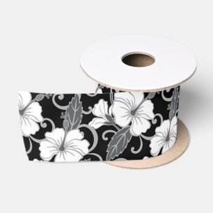 RUBAN EN SATIN RÊVE POLYNÉSIEN (NOIR) SATIN RIBBON