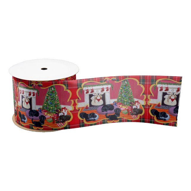 Ruban En Satin Réveillon de Noël Labradors (Bobine)