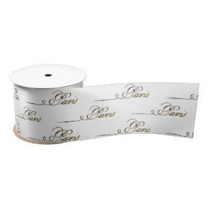 Ruban En Satin Ribbon à script français de Paris Vintage