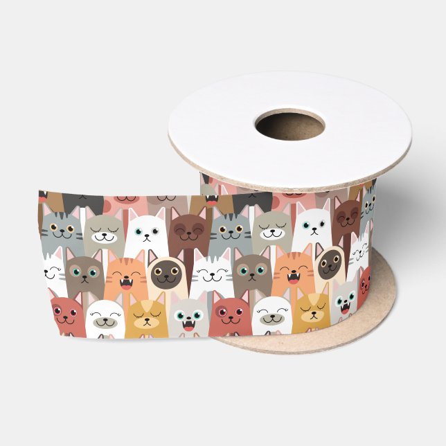 Ruban En Satin Ribbon Cute Cats (Bobine)