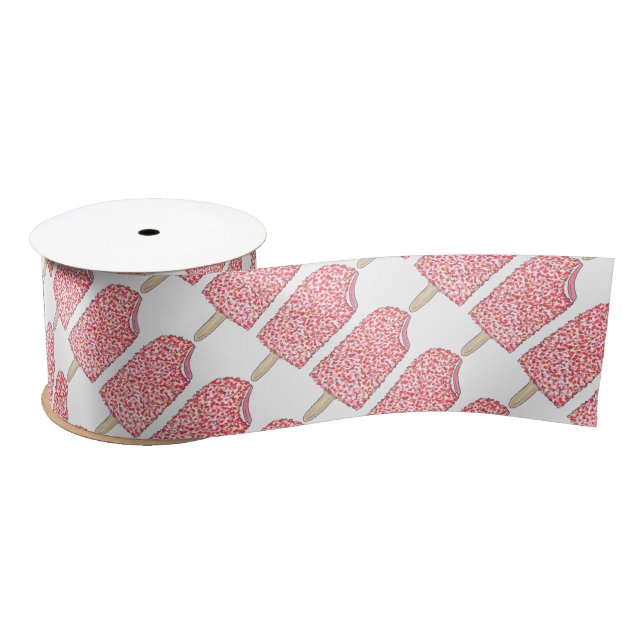 Ruban En Satin Ribbon Eclair Popsicle de crème glacée de fraise r (Bobine)