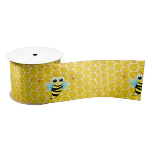 Ruban En Satin Ribbon jaune abeille et bosse