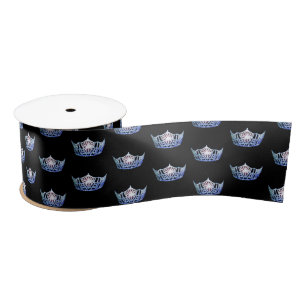Ruban En Satin Ribbon Miss America Blue Crown Satin
