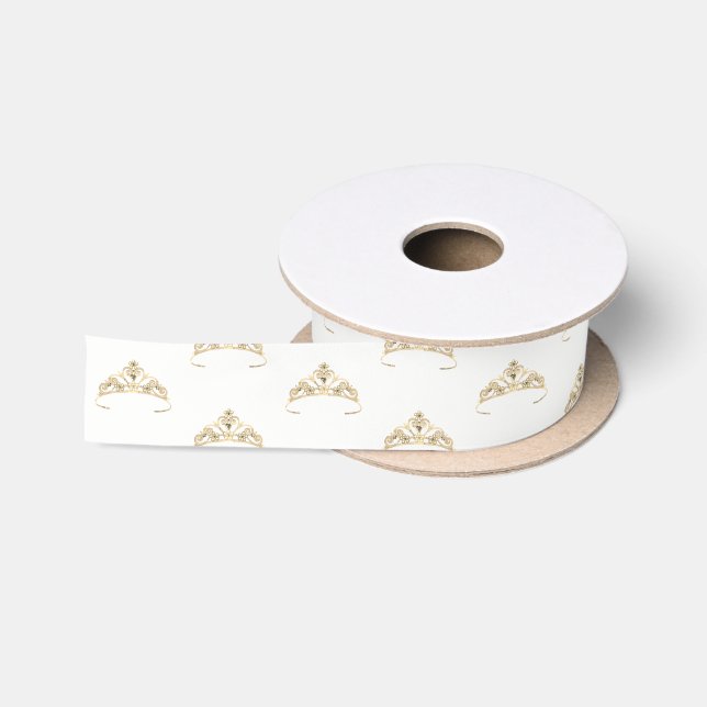 Ruban En Satin Ribbon Miss America Gold Tiara Crown Satin (Bobine)