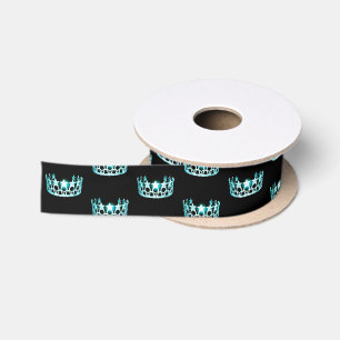 Ruban En Satin Ribbon Miss USA Aqua Star Crown Satin