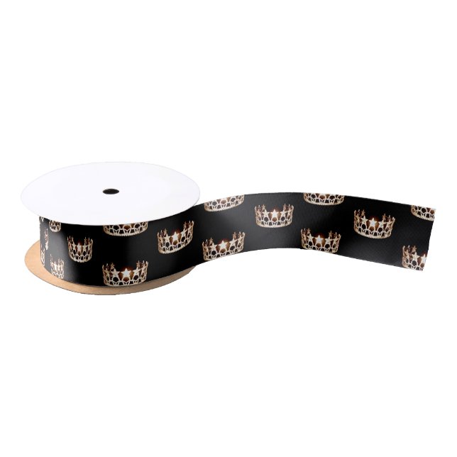 Ruban En Satin Ribbon Miss USA Gold Star Crown Satin (Bobine)