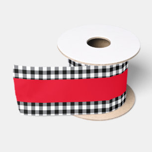 Ruban En Satin Ribbon noir En vichy satin