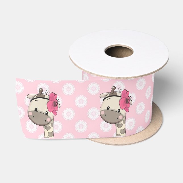 Ruban En Satin Ribbon personnalisé bébé fille Giraffe Satin Satin (Bobine)