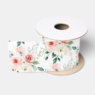 Ruban En Satin Ribbon rose aquarelle
