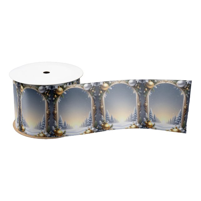 Ruban En Satin Ribbon Satin Cadre de Noël (Bobine)