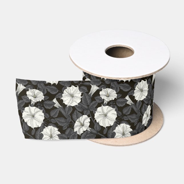 Ruban En Satin Ribbon Satin Moonflowers (Bobine)
