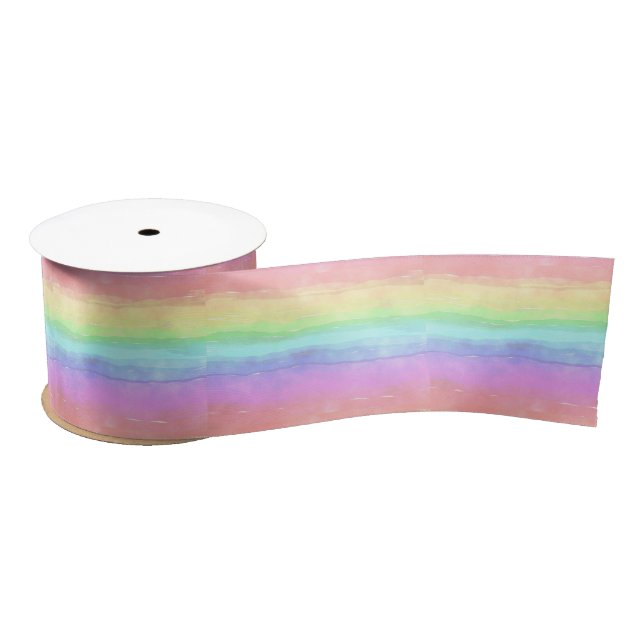 Ruban En Satin Ribbon Satin Rainbow Design (Bobine)