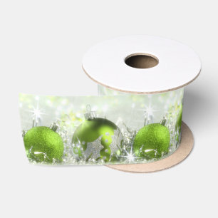Ruban En Satin Ribbon Satin Vert Et Argent 3" Large