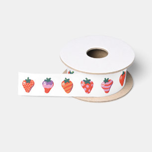 Ruban En Satin Ribbon satiné blanc fraise 1,5 po