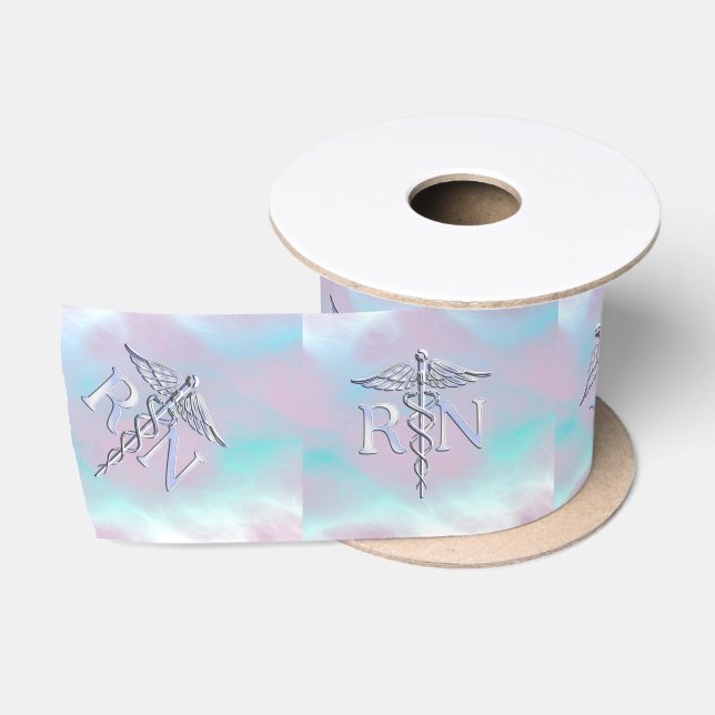 Ruban En Satin RN Caduceus Médicale Mère Pearl Décor (Bobine)