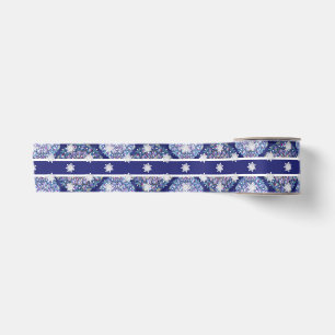 Ruban En Satin Rosace bleue et flocon de neige