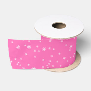 Ruban En Satin Rose Chaude Flocons de Neige Élégants d'Hiver